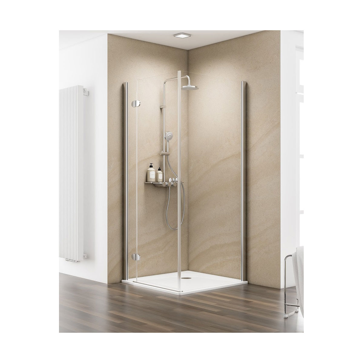 Schulte Drehtür MasterClass inkl Seitenwand Montage auf Duschwanne links Bild 1