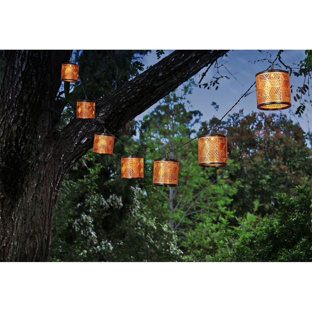 Flector Solar-Lichterkette Golden Cubic Shine inkl 8 Lampenschirme gold Bild 6