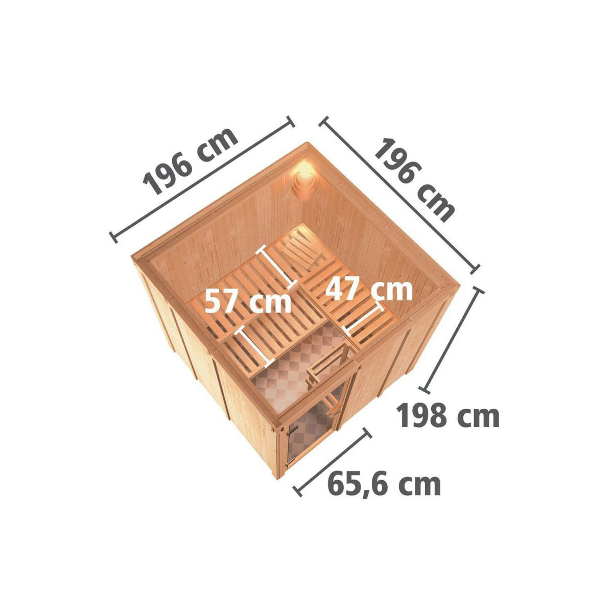 Karibu Sauna Rodin Fronteinstieg 9 kW Ofen Bio externe Strg Tür graphit ohne Kranz Bild 3