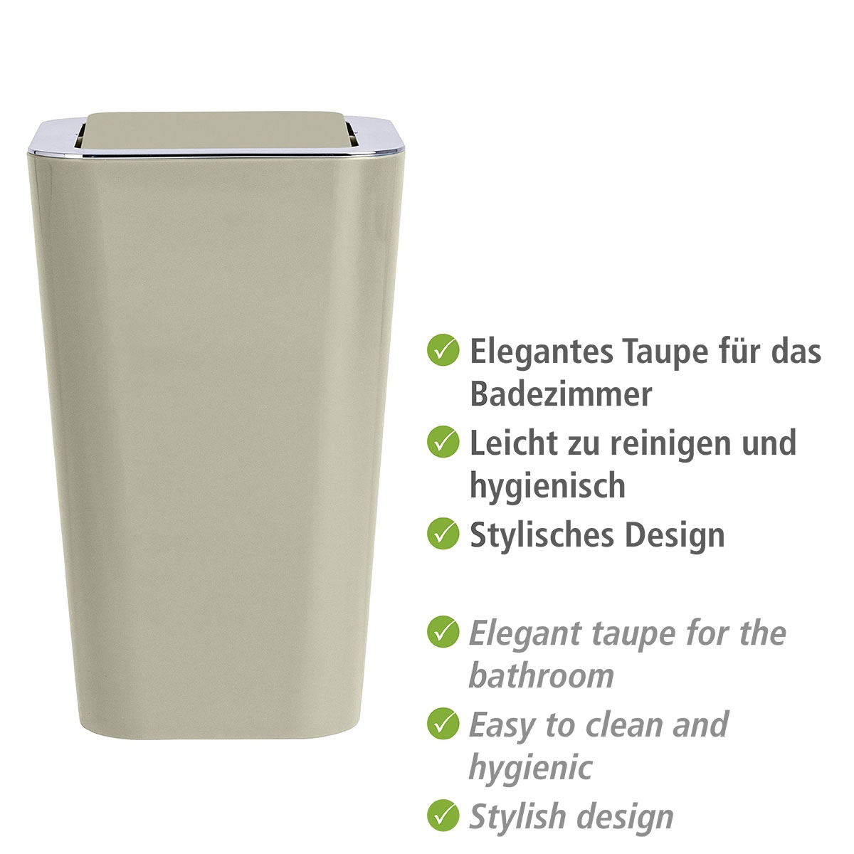 Wenko  Schwingdeckeleimer Candy Taupe 6 L Bild 3