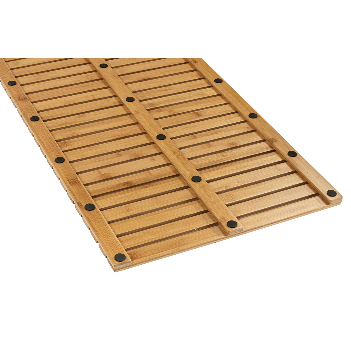 Wenko  Baderost Indoor und Outdoor Bambus 100 x 50 cm Badematte Bodenrost für Dusche Bad Pool mit rutschhemmender Unterseite Bild 5