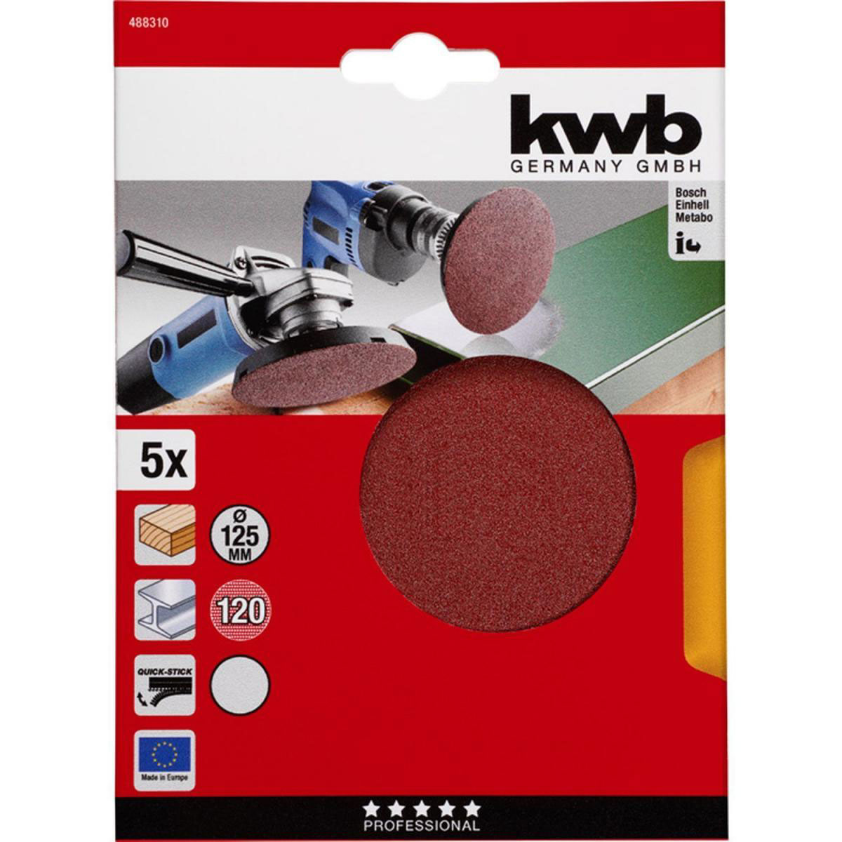 kwb  Schleifscheiben Quick-Stick Holz und Metall Durchmesser 125 mm K120 Bild 2