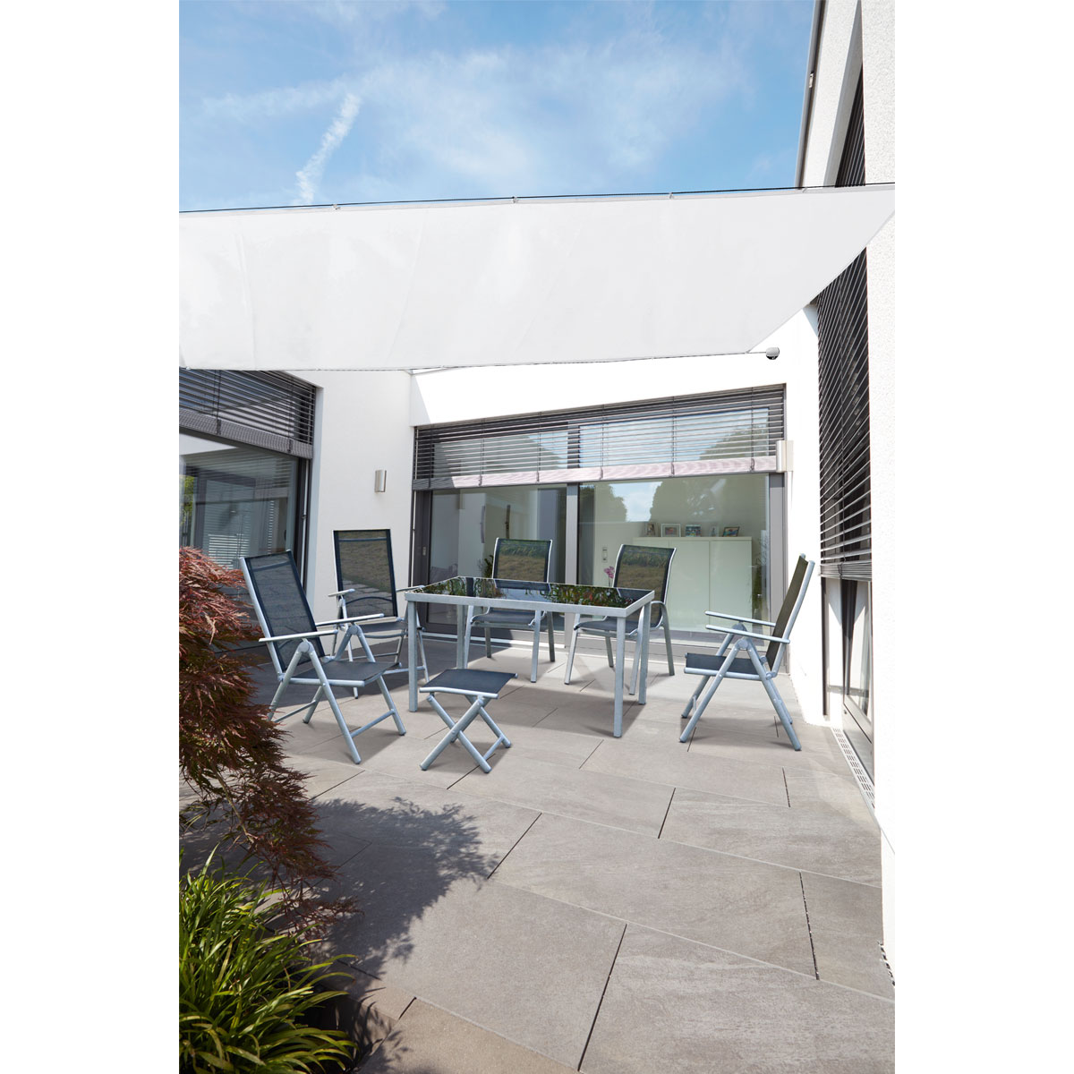 Seilspann-Markise 330 x 200 cm weiß inkl Montagematerial Bild 4