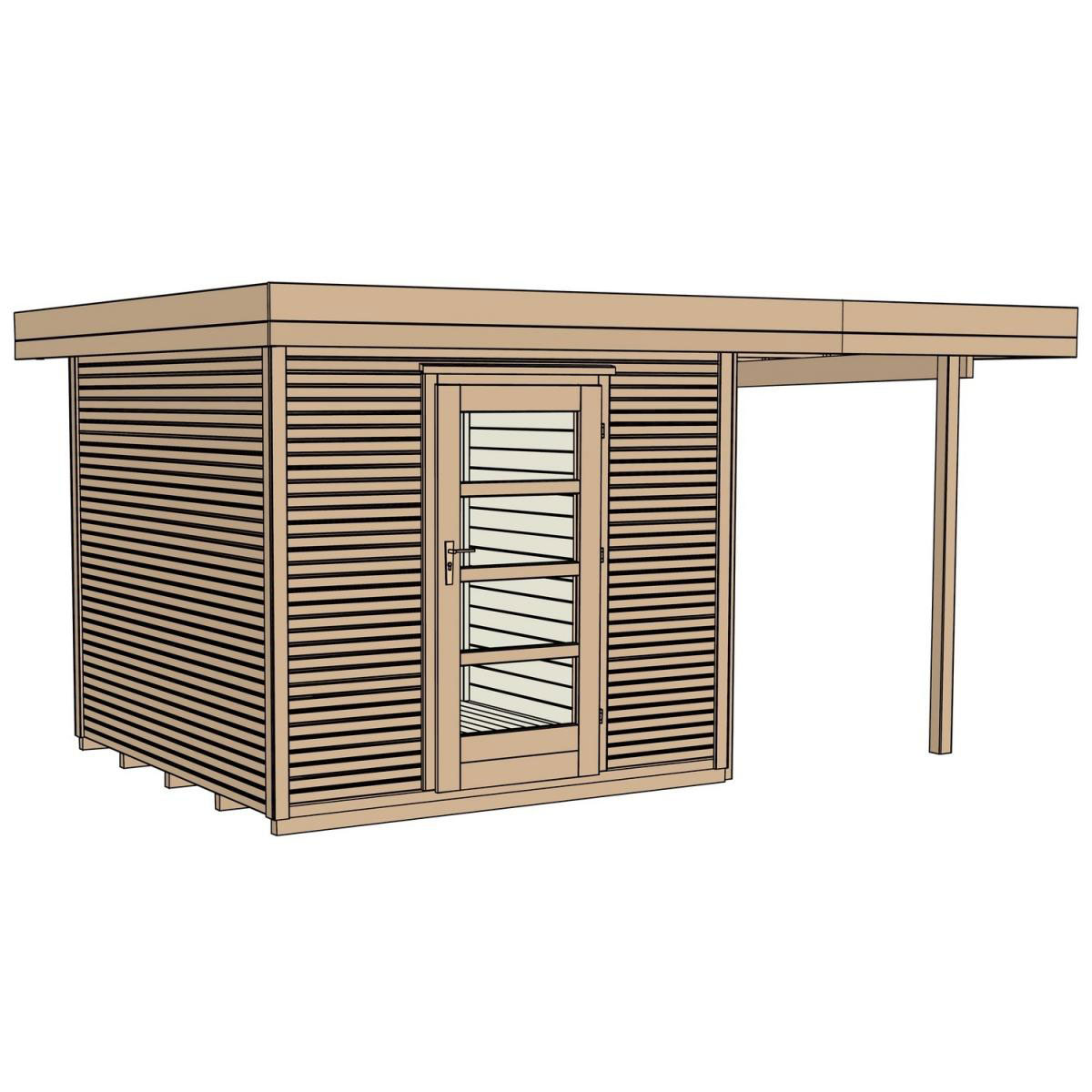 Weka Designhaus Line 172 A mit Anbau 150 cm 489 x 377 x 226 cm grau Bild 3