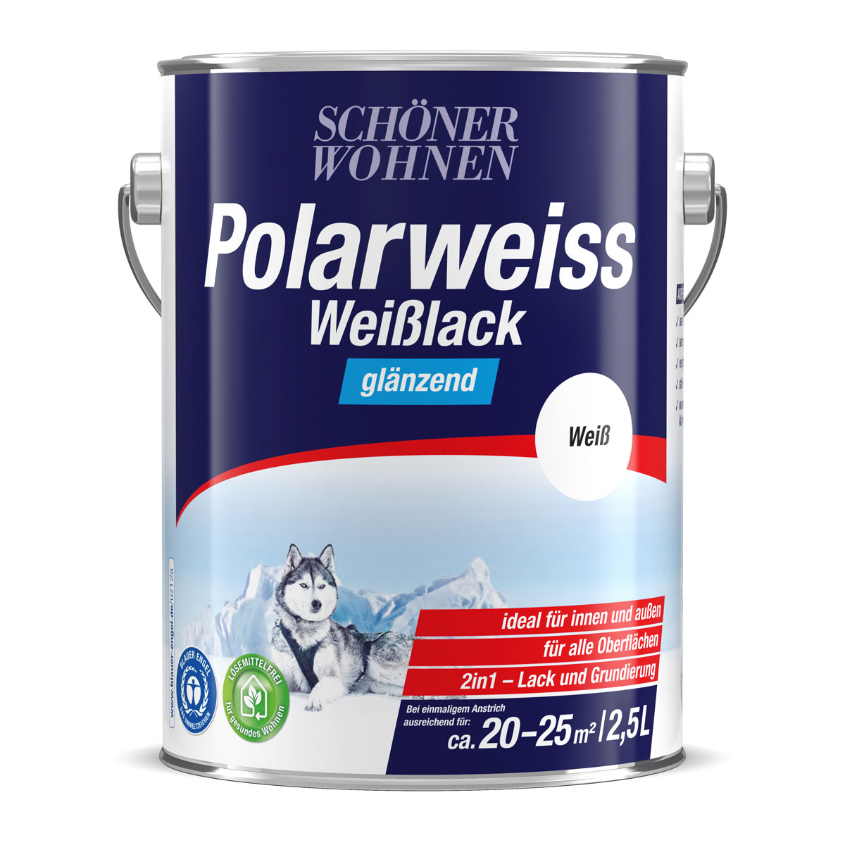 Schöner Wohnen Farbe Weißlack Polarweiß glänzend 2,5 L