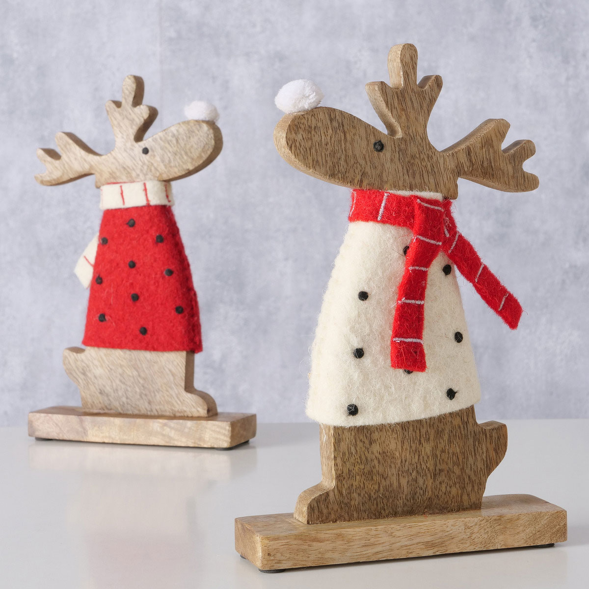 Figur Irschel sortiert Hirsch 15 x 4,5 x 25 cm cremeweiß rot Textil Holz Bild 12