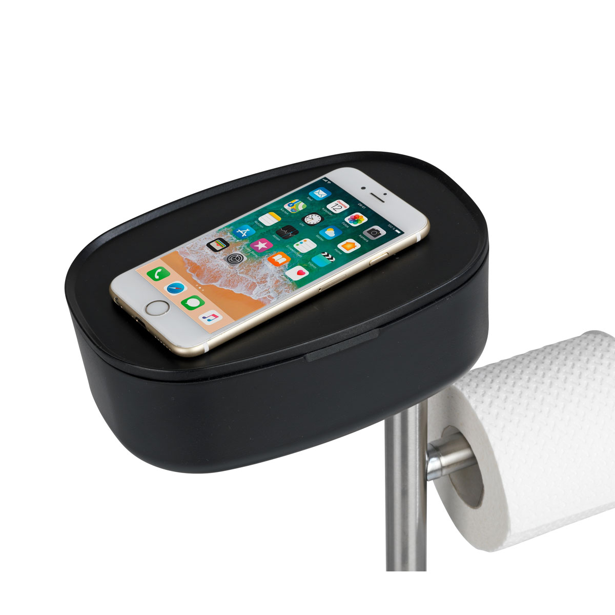 Wenko  Stand WC-Garnitur mit Box Rivazza Schwarz integrierter Toilettenpapierhalter Ersatzrollenhalter und WC-Bürstenhalter mit Ablagebox Bild 10