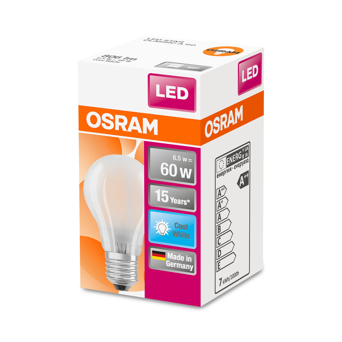Osram LED-Leuchtmittel E27 60W matt Bild 2