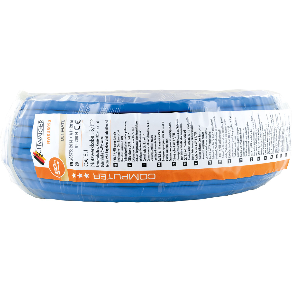 Schwaiger  Netzwerkkabel CAT8.1 50 m blau Bild 5