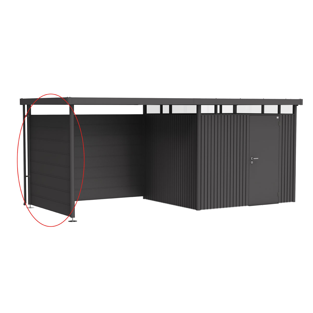 Biohort Seitenwand für Seitendach zu Gerätehaus HighLine H3 dunkelgrau-metallic