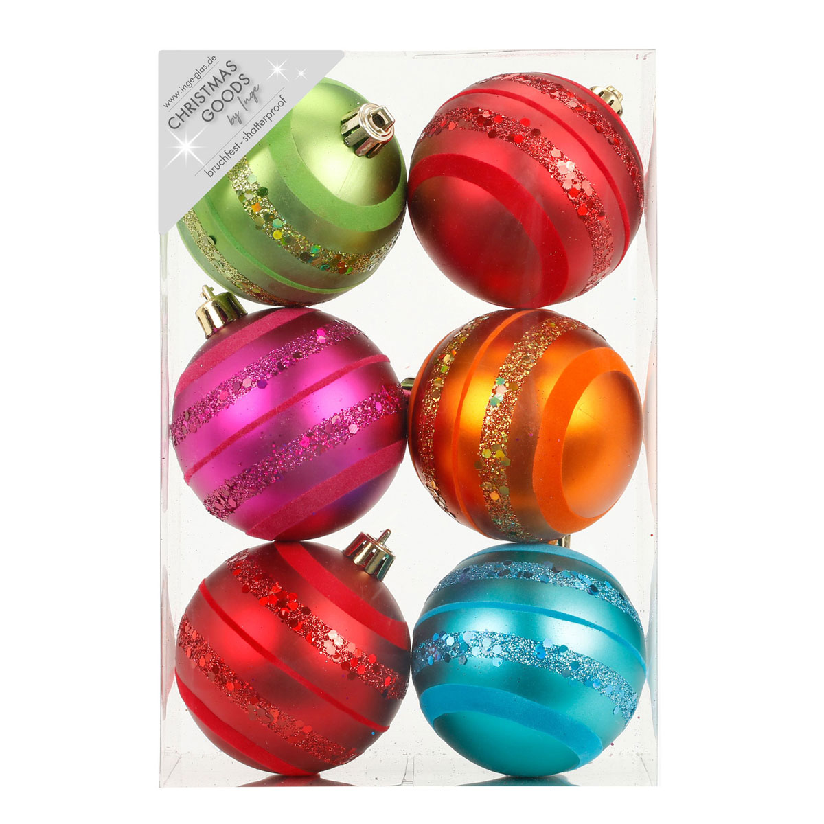 Dekorierte Kugel Kunststoff 8 cm 6 Stk Mille-Fiori-Mix Bild 2