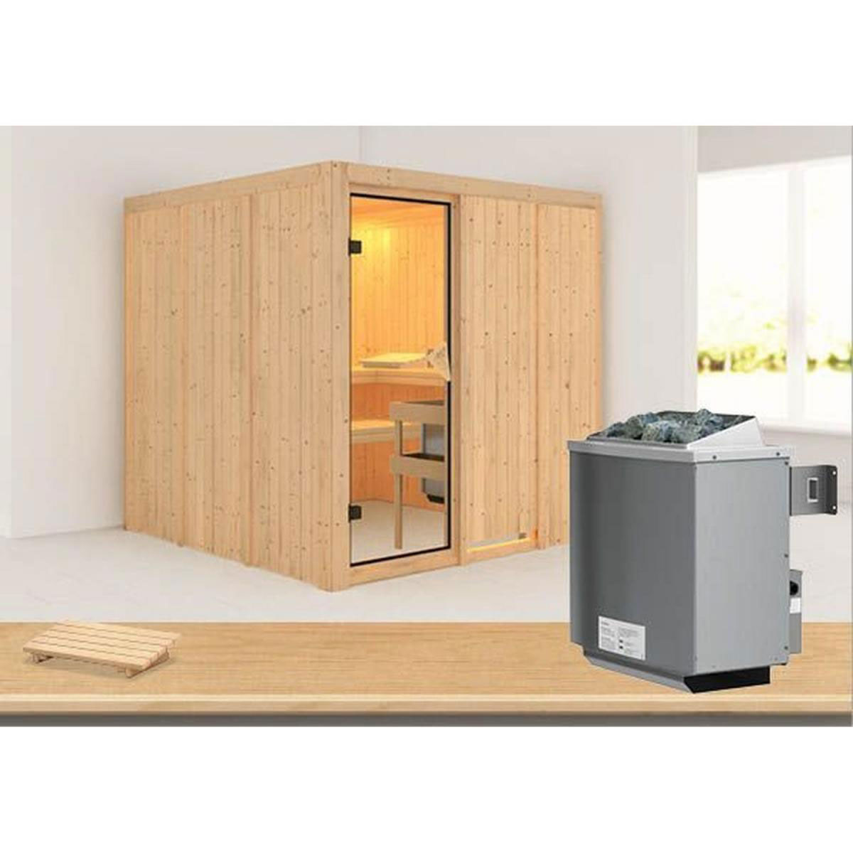 Karibu Systemsauna Rodin 68 mm 9 kW Ofen integr Strg ohne Dachkranz