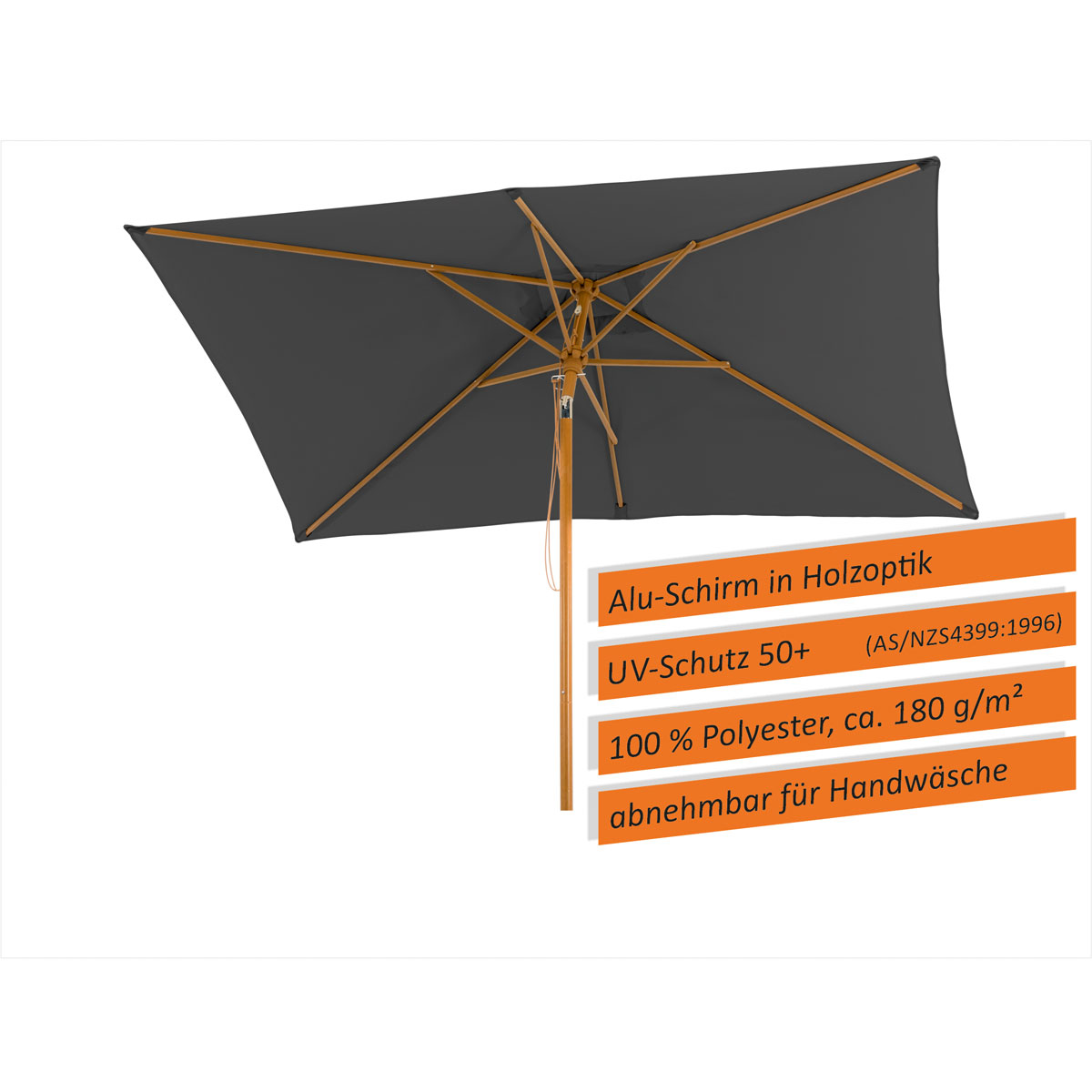 Schneider Schirme Sonnenschirm Malaga 300 x 200 cm anthrazit Bild 8