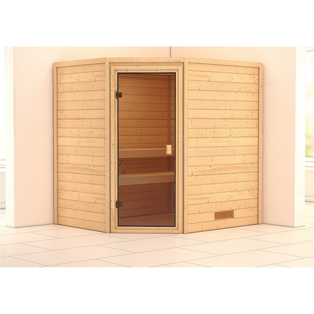 Karibu Sauna Elea naturbelassen ohne Ofen ohne Dachkranz Bild 1