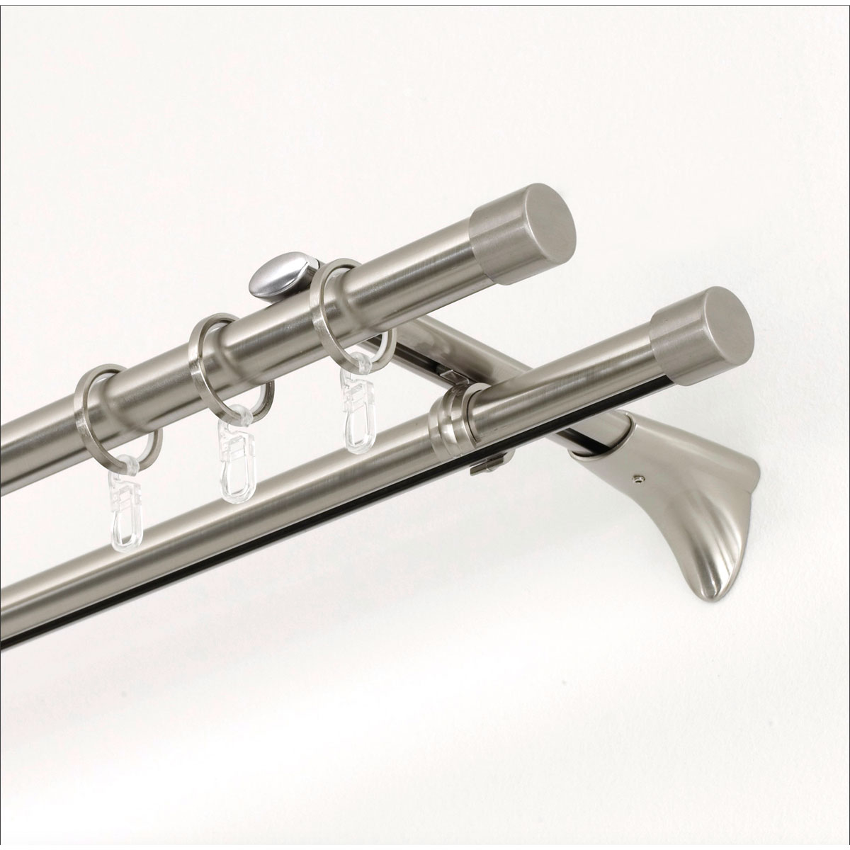 Gardinia  Gardinenstange Memphis mit Innenlauf Durchmesser 16 mm 160 cm Edelstahl-Optik Bild 3