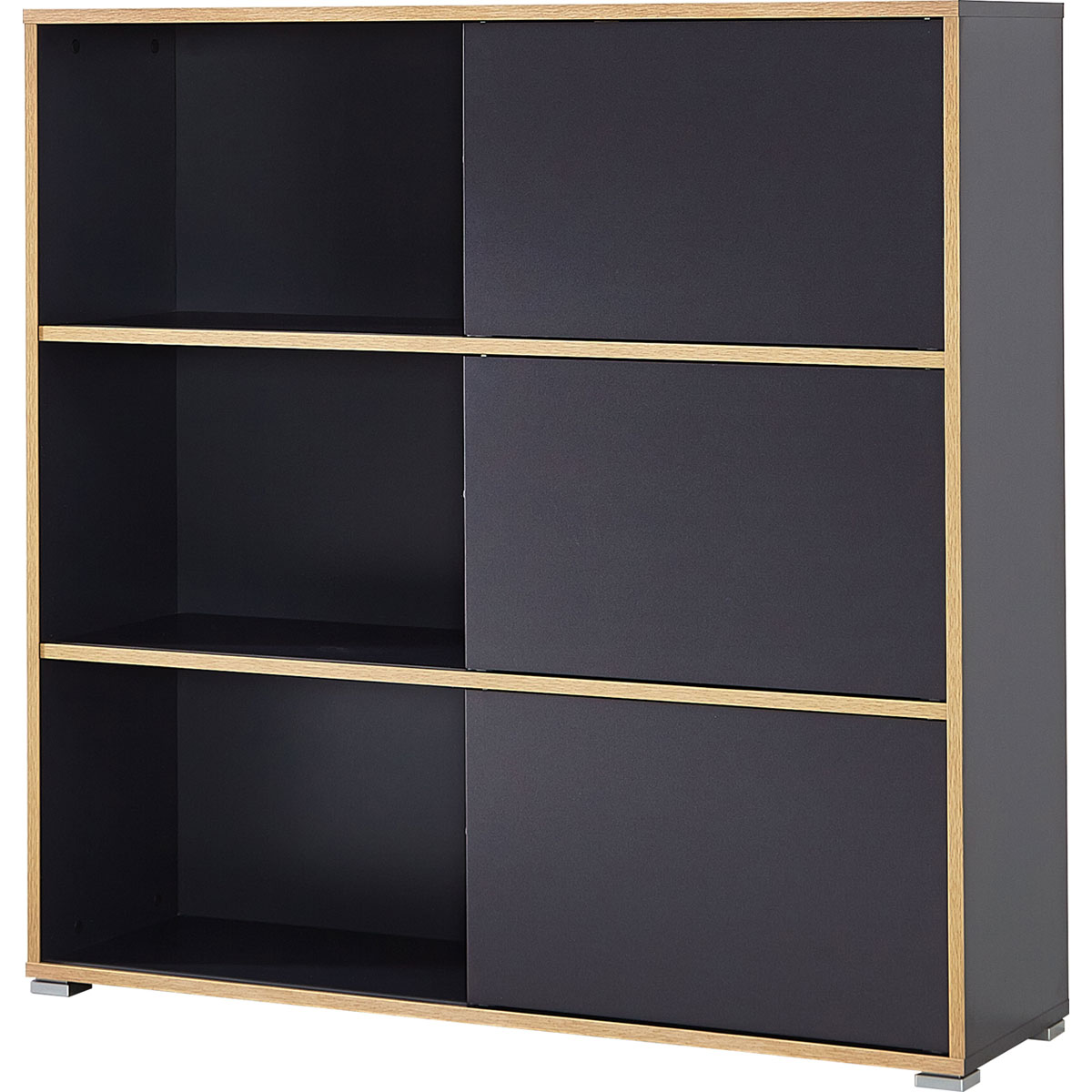 Schiebetürregal 120 x 119 x 35 cm weiß/Sonoma Eiche Bild 4