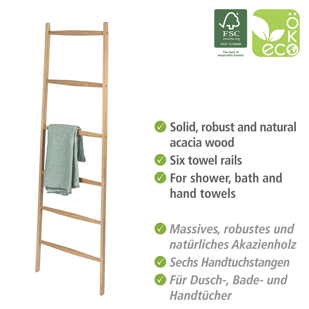 Wenko  Handtuchleiter Acina Handtuchhalter Kleiderständer FSC Bild 2