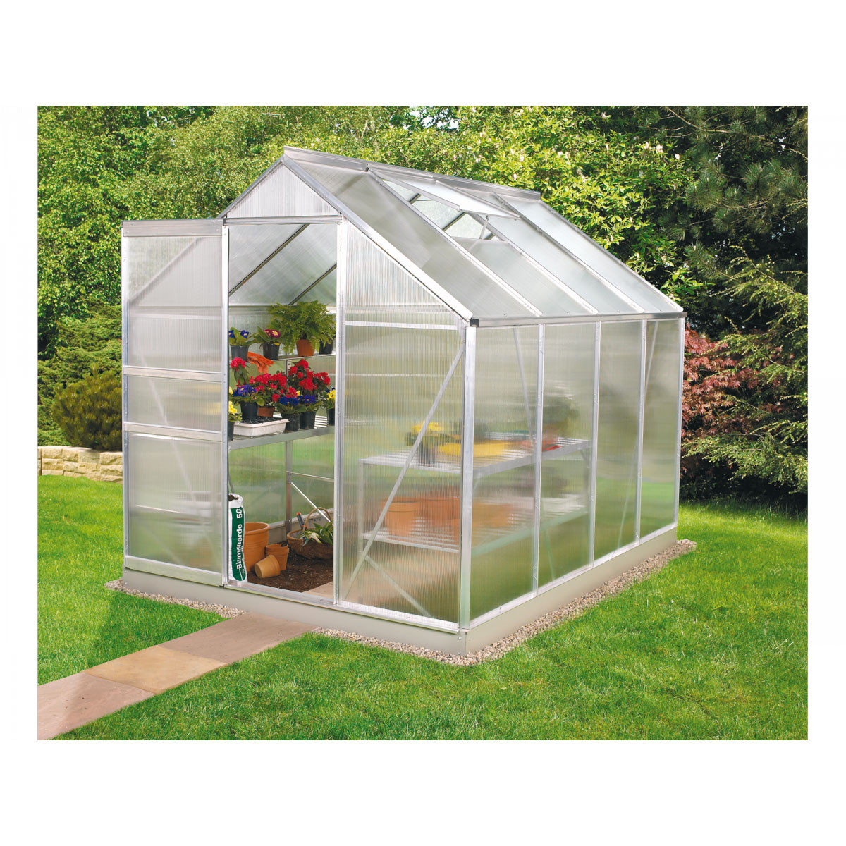 Vitavia Gewächshaus Venus 5000 HKP 5m² 6 mm Hohlkammerplatte silber