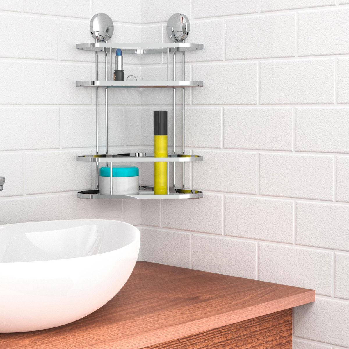 Schütte Dusch-Eckablage 2 Etagen Chrom zum Kleben oder Schrauben Bild 5