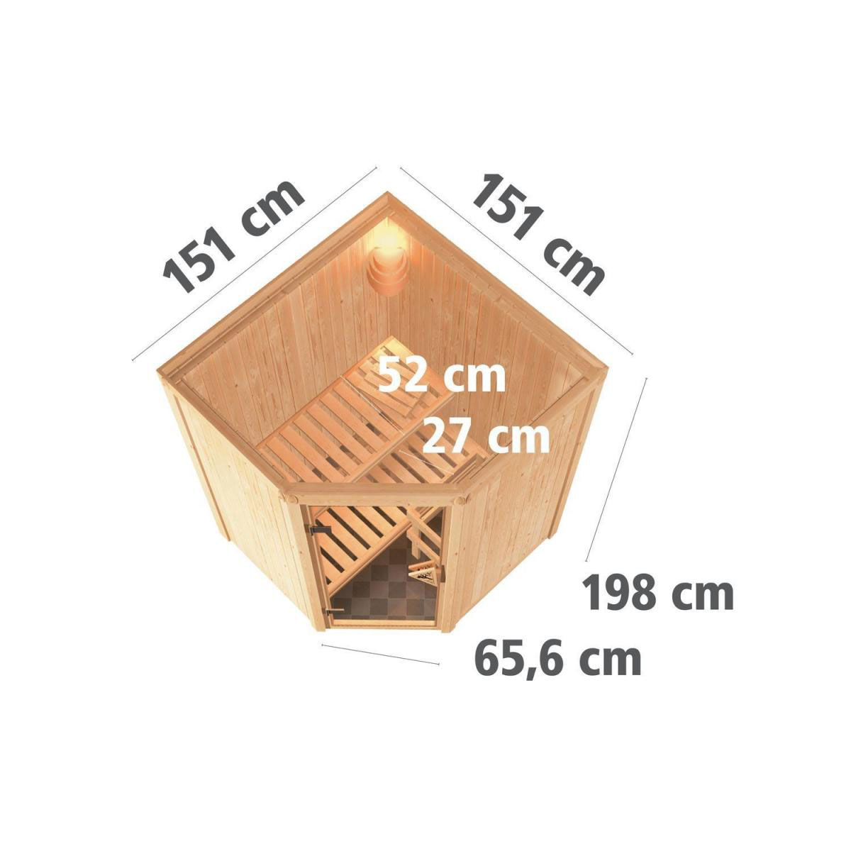 Karibu Sauna Nanja Eckeinstieg 3,6 kW Bio Ofen externe Strg modern kein Kranz Energiespartür Bild 11