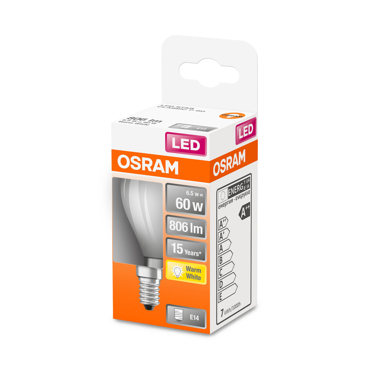 Osram LED-Leuchtmittel E14 60W matt warmweiß Bild 2