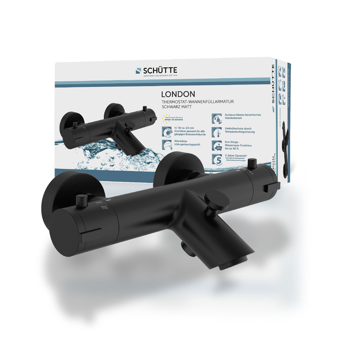 Schütte  Wannenfüllarmatur „London“  Schwarz matt 