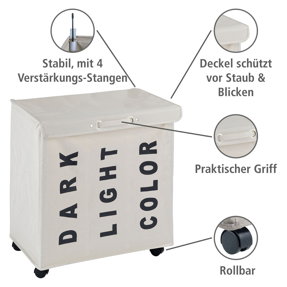 Wenko  Wäschesammler Trivo Beige Wäschekorb 116 l Bild 2