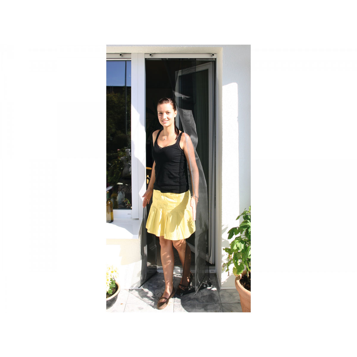 Schellenberg Tür Fliegengitter Teleskopvorhang 105-130 x 250 cm Breite verstellbar anthrazit Bild 3