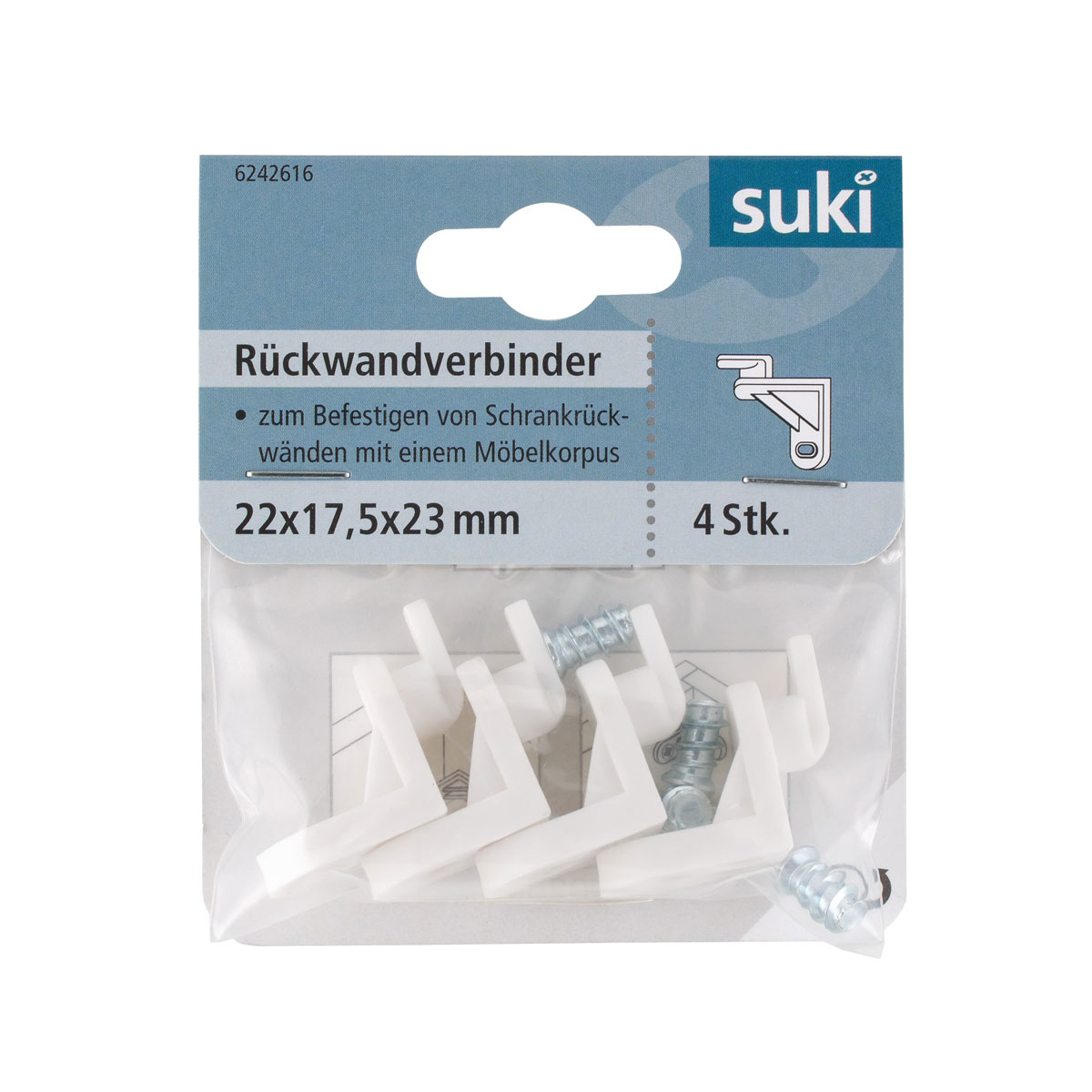 Suki Rückwandverbinder Kunststoff 2,2 x 1,7 cm 4 Stück Bild 1