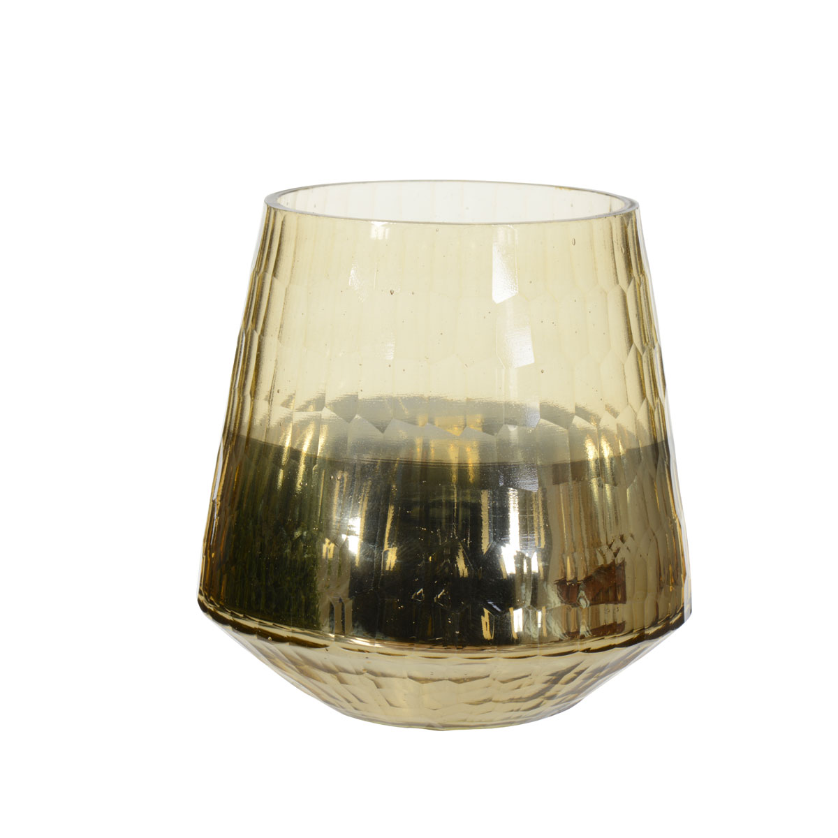 Teelichthalter Glas gold Durchmesser xH 8,5 x 9 cm