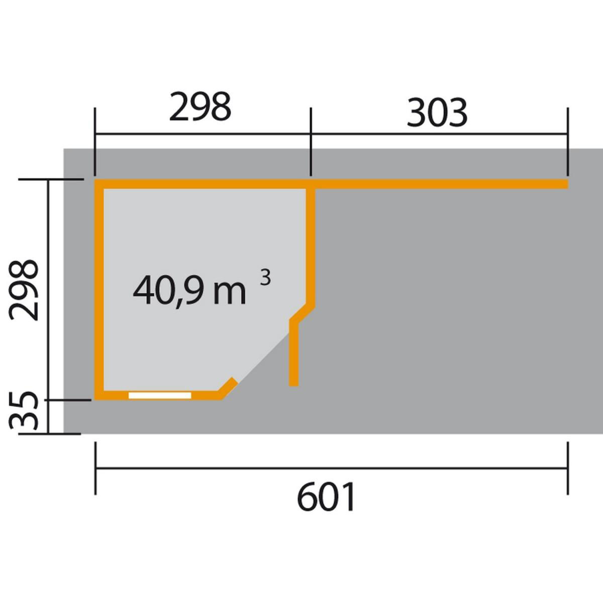 Weka Designhaus 213 B mit Anbau 300 cm 5-Eck 646 x 338 x 237 cm schwarz Bild 2