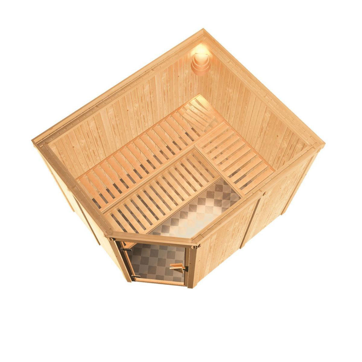 Karibu Systemsauna Malin 68 mm 9 kW Ofen integr Strg ohne Dachkranz Bild 3