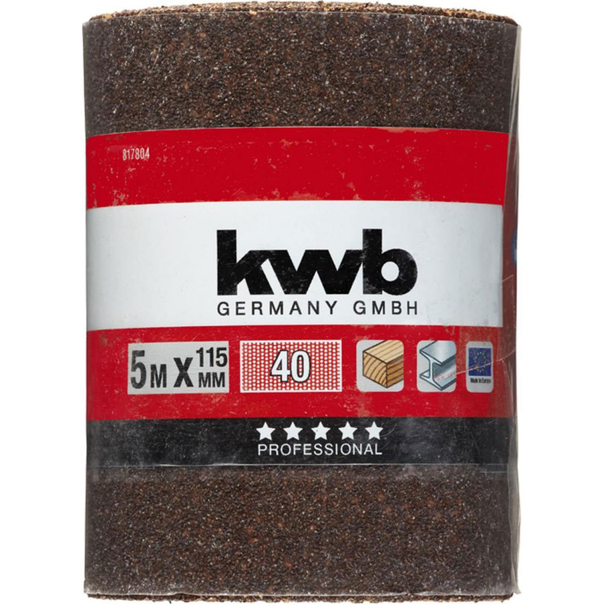 kwb  Schleifmittel-Rollen Holz und Metall 5 m x 115 mm K40 Bild 2