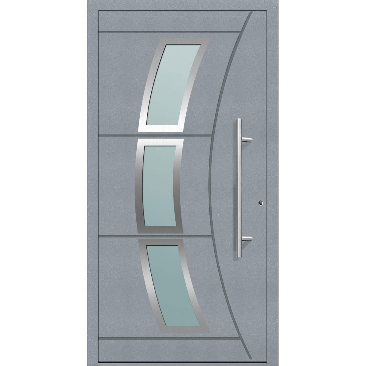 Aluminium Sicherheits-Haustür Venedig Exklusiv 75 mm grau 110 x 210 cm Anschlag rechts inkl Griffset