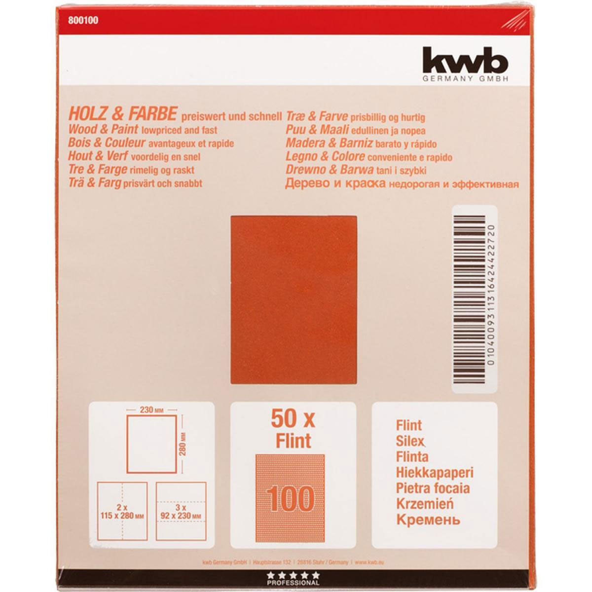 kwb  Schleifpapier Holz und Farbe Flint 230 x 280 mm K100 Bild 2