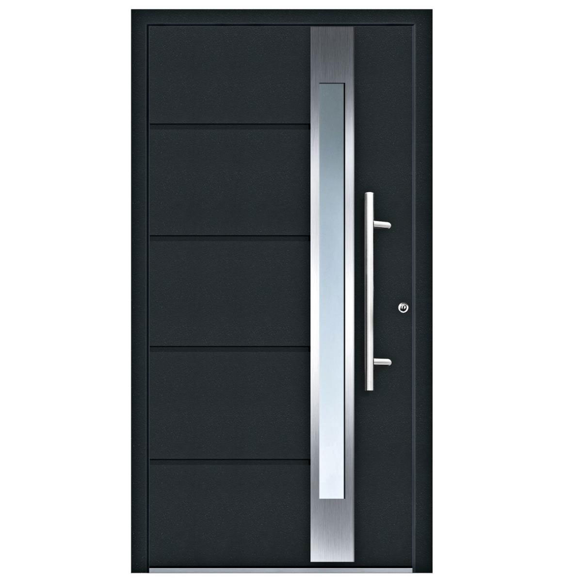 Aluminium-Sicherheitshaustür Rom Superior 60 mm anthrazit 100 x 210 cm Anschlag rechts inkl Griffset
