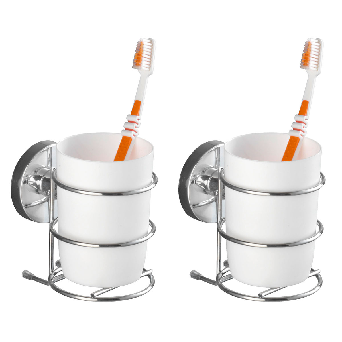 Wenko Vacuum-Loc Wand Zahnputzbecher Milazzo 2er Set Befestigung ohne bohren