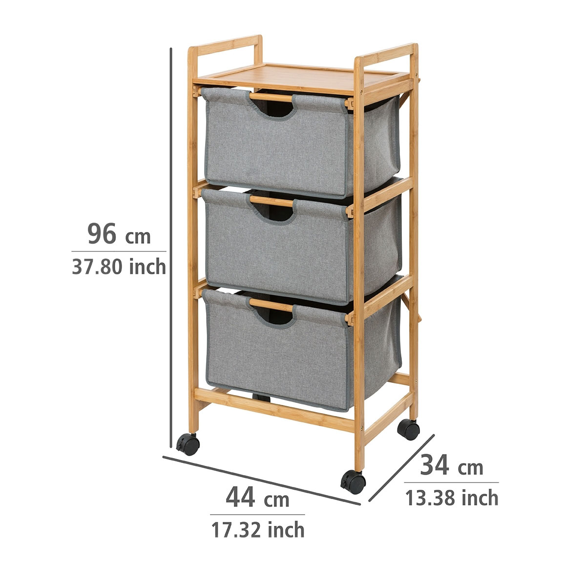 Wenko  Haushaltswagen mit 3 Schubladen Bahari aus Bambus Wäschewagen aus Bambus Bild 3