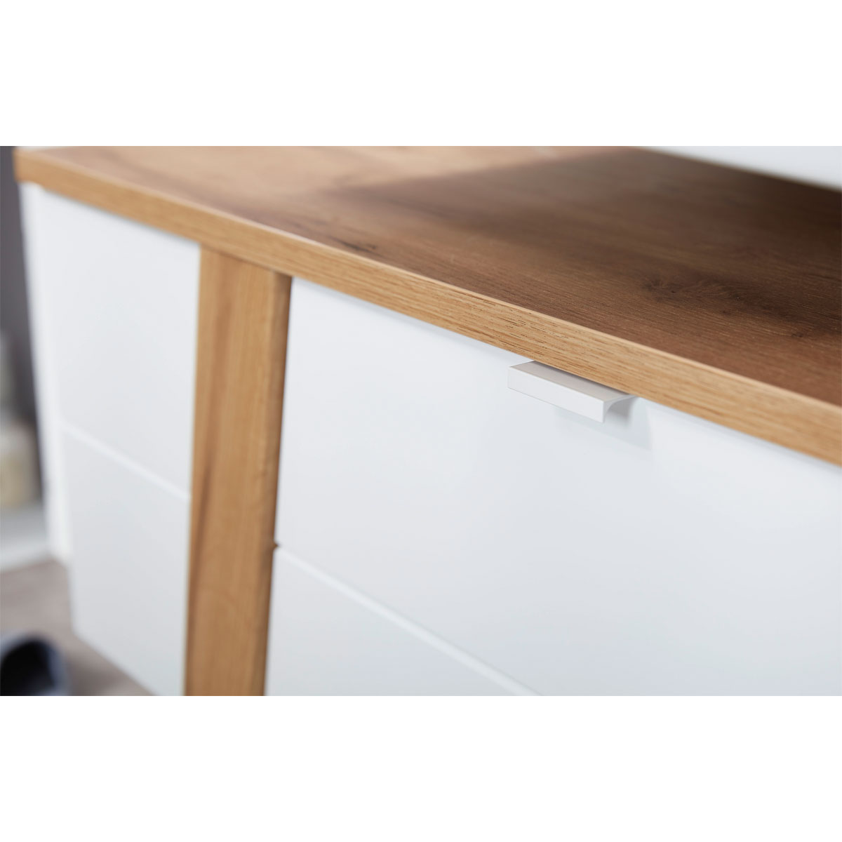 Waschbecken-Unterschrank 111 x 67 x 46 cm weiß/Navarra Eiche Bild 6