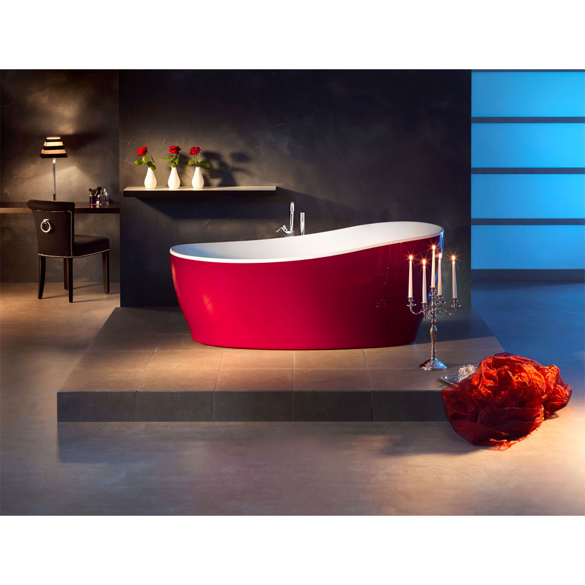 Ottofond Freistehende Badewanne Aviva 180 x 85 cm bordeaux/weiß Bild 2