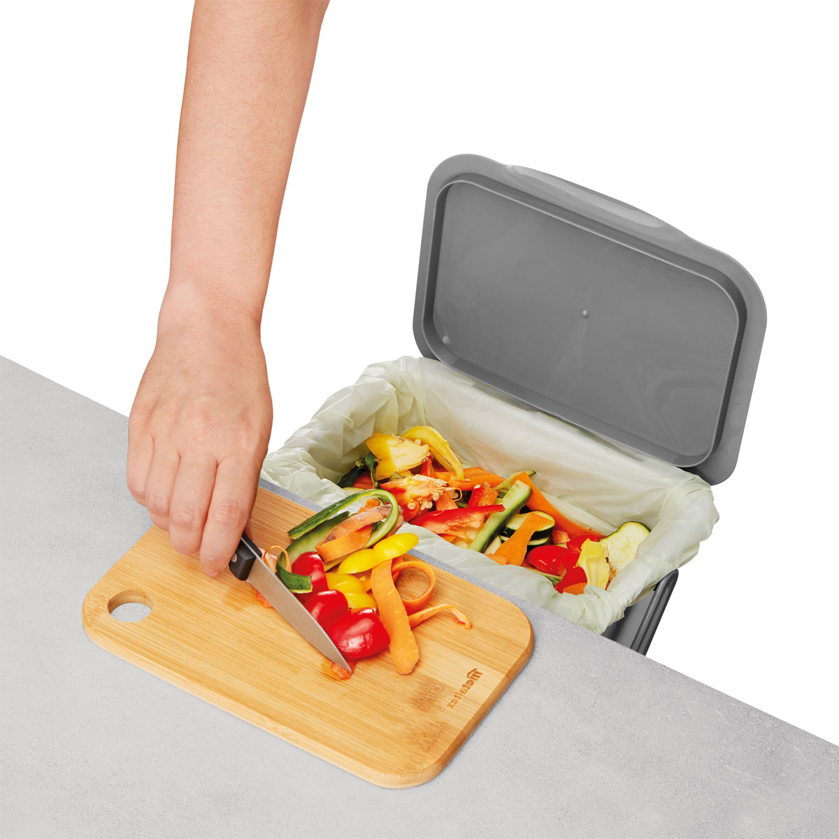 Metaltex Bio-Abfallsammler Bin Tex 19,3 x 24,6 x 19 cm grau Bild 9