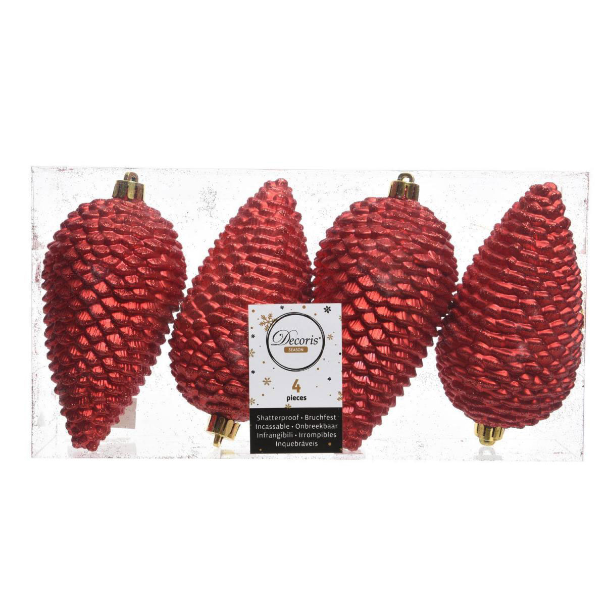 Tannenzapfen Glitter rot 12 x 7 cm