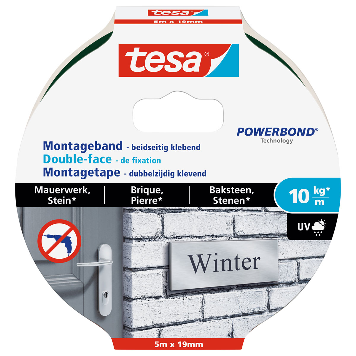 Tesa Montageband für Mauerwerk 5 m x 19 mm Traglast 10 kg Bild 1
