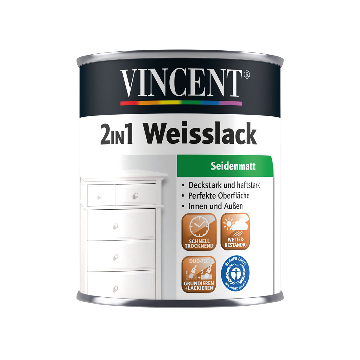 Vincent 2in1 Weißlack seidenmatt 375 ml