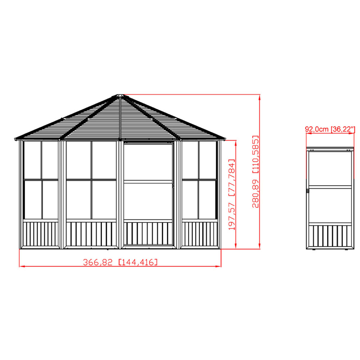 Sojag Pavillon Kaltwintergarten Charleston 1212 383,6x383,6x280,89cm Anthrazit Bild 12