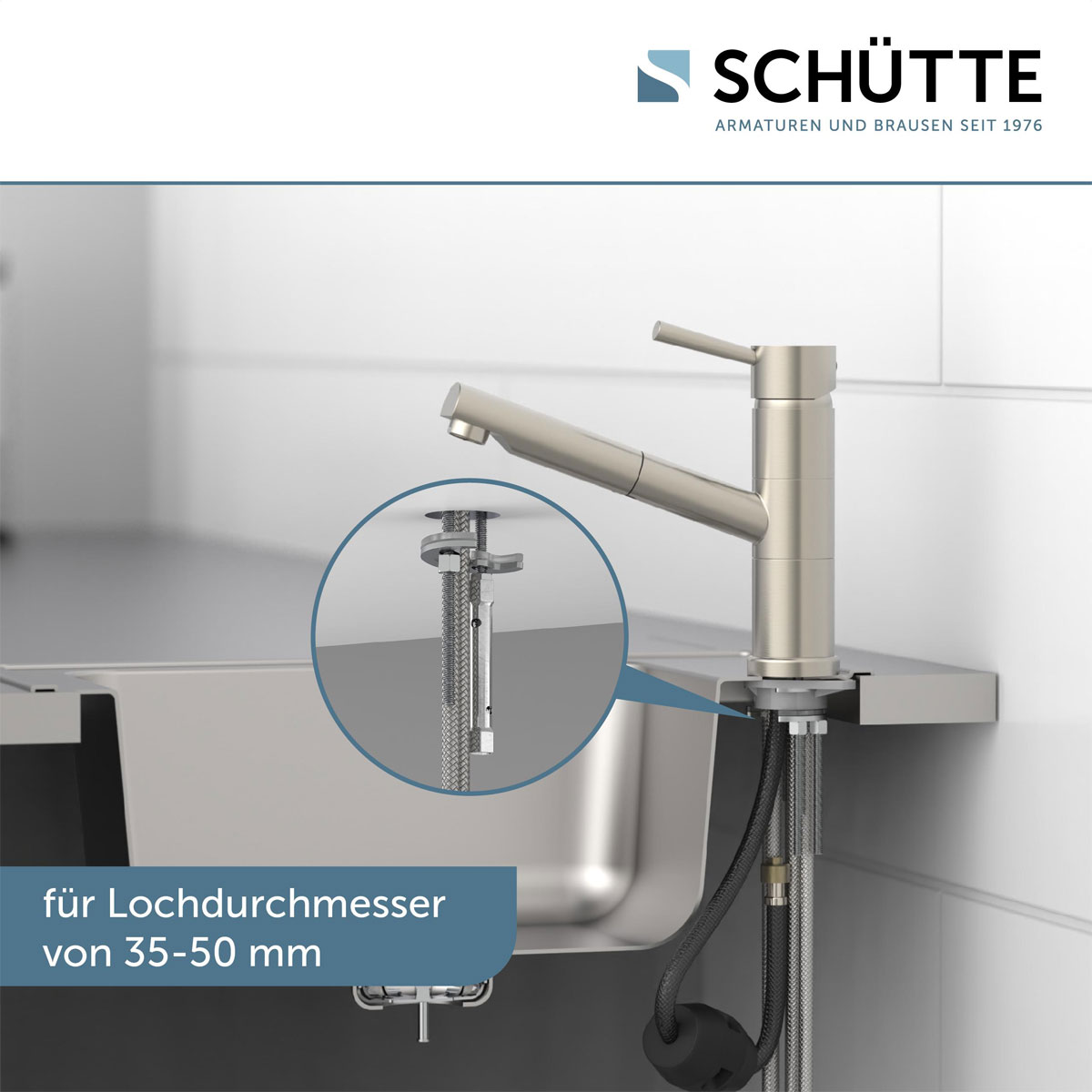 Schütte  Spültischarmatur „Unicorn“ Edelstahl mit Geschirrbrause Bild 5