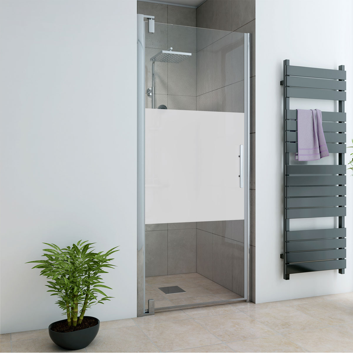 Breuer  Drehtür Europa Design für Nische Anschlag links schwarz matt Intima 800 mm