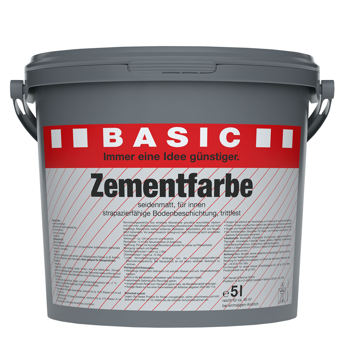 Basic AC Zementfarbe hellgrau 5 L Basic AC Zementfarbe hellgrau 5 L