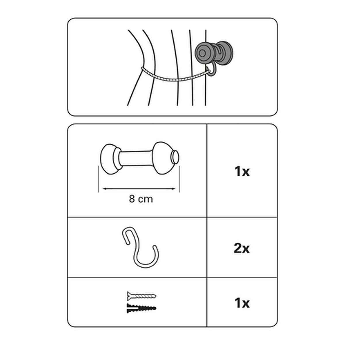 Gardinia Schalhalter Holz 8 cm mit Haken Natur Bild 2