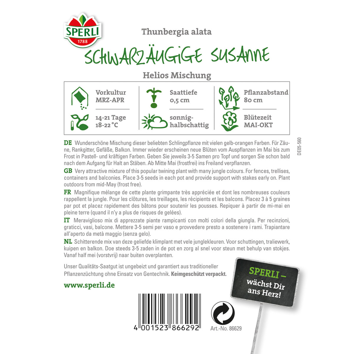 Sperli Schwarzäugige Susanne Helios Mischung Bild 2